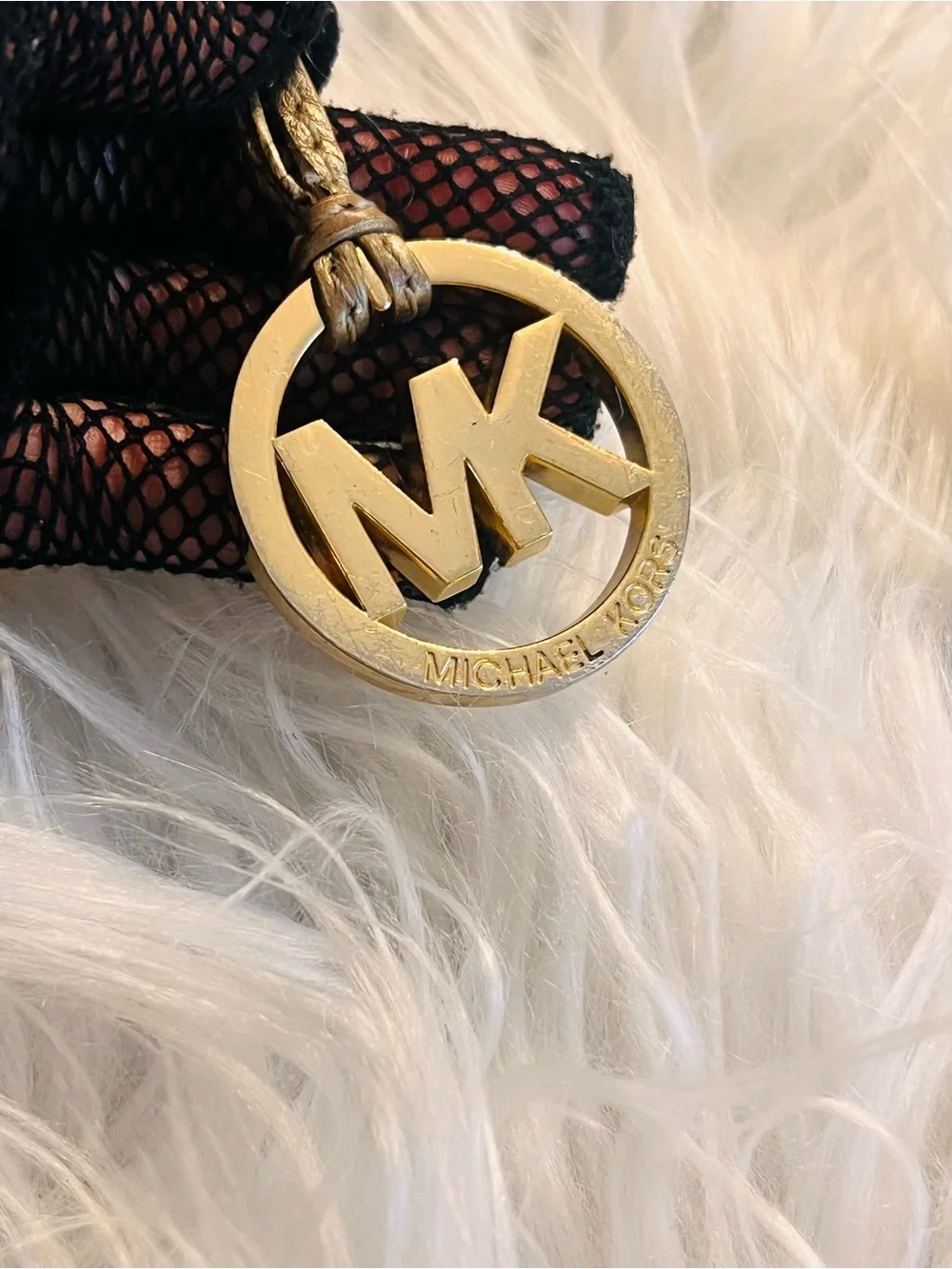 Michael Kors Gold and Brown MK Logo Hanging Charm